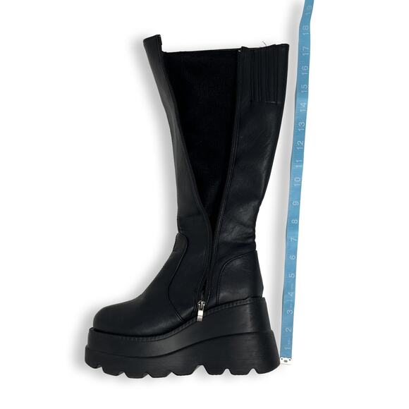 Women’s Platform Knee-High Boots Size 5 | 4.5” Chunky Heel | Vegan Leather - Picture 7 of 10